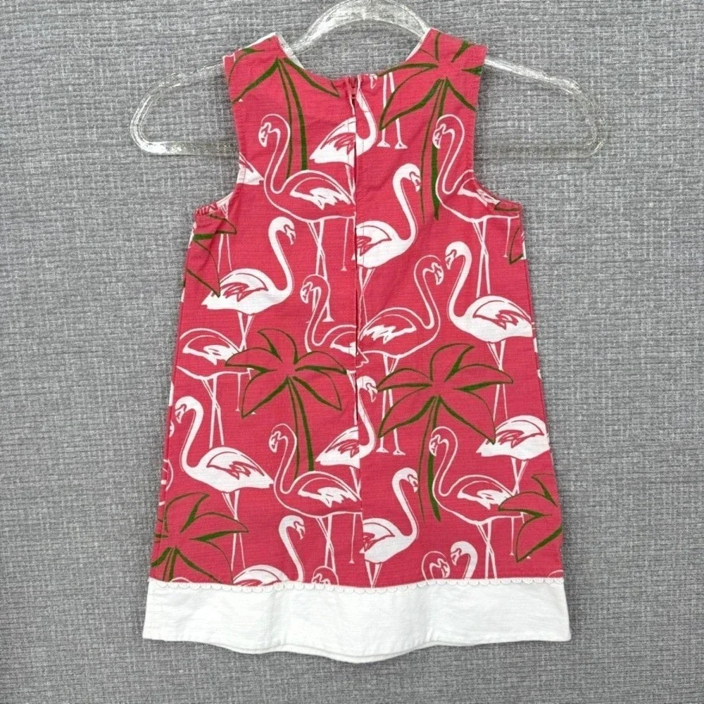 Vintage‎ Gymboree Flamingo Dress Kids Size 6 Pink Palm Tree Cotton Boho